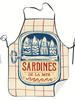 Vintage Sardines Can Design Apron - Blue & Red Kitchen Chef Waiter Barbecue Apron with Fish Illustration, Adjustable Neck Strap