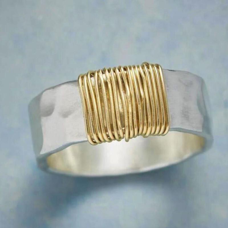 CopperIrregular Textured Rings Two Tone Gorgeous Glossy Finger Accessories for Women Elegant Jewelry Gifts