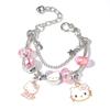 Cute Cartoon Charms Bracelet Women Men Zinc Alloy Adjustable Chain With Kuromi Cinnamoroll My Melody Hello Kitty