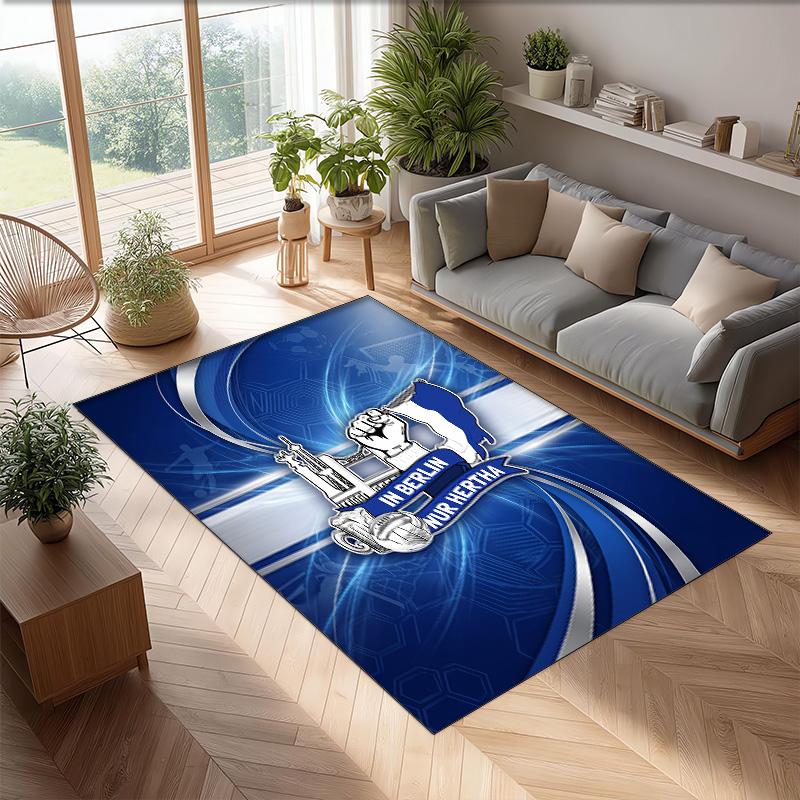 hertha bsc FC Soccer Football Pattern Soft Area Rug Non Slip Indoor Floor Carpet Sports Decor Mat for Bedroom