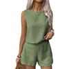 2 шт./комплект женский жилет шорты костюм круглый вырез без рукавов однотонный топ с высокой талией короткие брюки отпуск повседневный наряд летняя пляжная одежда