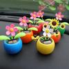 Unique Apple-Shaped Solar Flower Car Decoration Cute Bee Swinging Sunflower Dancer Auto Office Home Decoration Accessories