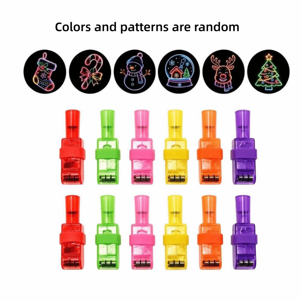 12 Piece Clear Patterns Halloween LED Finger Projector Light Projection Finger Lights Party