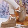 Модные водонепроницаемые женские зимние ботинки из ПУ на толстой подошве 2025 с металлической пряжкой, на массивной платформе, пушистые ботильоны до щиколотки, теплые плюшевые повседневные туфли