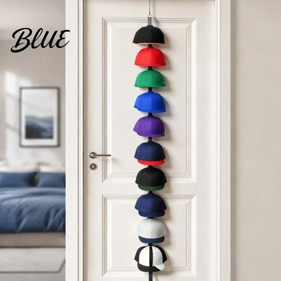Wall Mounted Cap & Strap for Baseball Hat Organizer Holder Over-the-Door Caps Button 2-Way Hanging