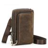 2024 Men Shoulder Bags Crazy Horse Leather Crossbody Bag Casual Waist Pack Fanny Belt Bag For Male Small Phone Pocket