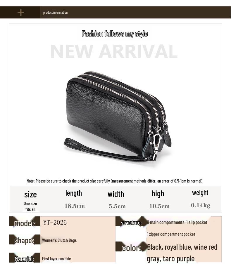 Очень большой женский клатч из коровьей кожи: Трехслойный кошелек-браслет на молнии и кожаный кошелек для телефона из натуральной кожи.