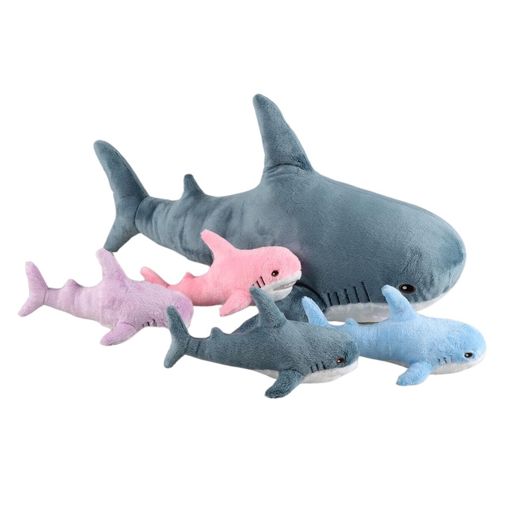 55Cm Giant Shark Animal Plush With 4 Baby Plush In Her Tummy Soft Squishy Shark Toys Giant Pillows Shark For Kids Gifts Birthday