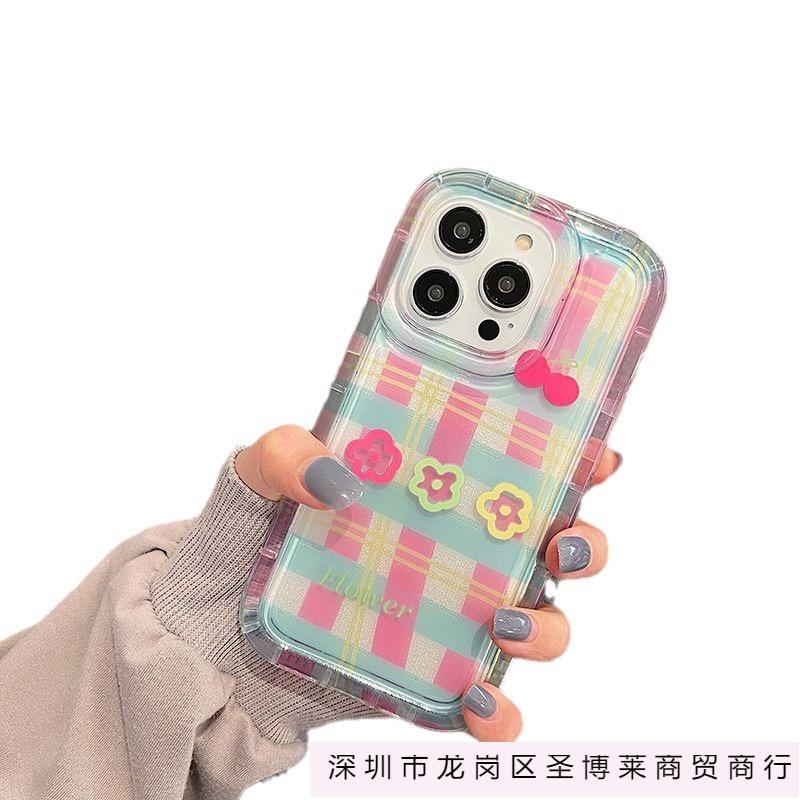 Полосатый клетчатый цветочный яблоко 15 чехол для мобильного телефона iphone14promax прозрачный мягкая резина 13/12/11 противоударный xr