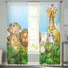 Прозрачные шторы с изображением диких животных в лесу для гостиной, тюлевые шторы для детской спальни, кухонные шторы для окон