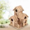 Bird Nest Outdoor Wood Carving Ornaments Wooden Bird Nest Solid Bird Villa House Crafts Outdoor Garden Yard Hummingbird House