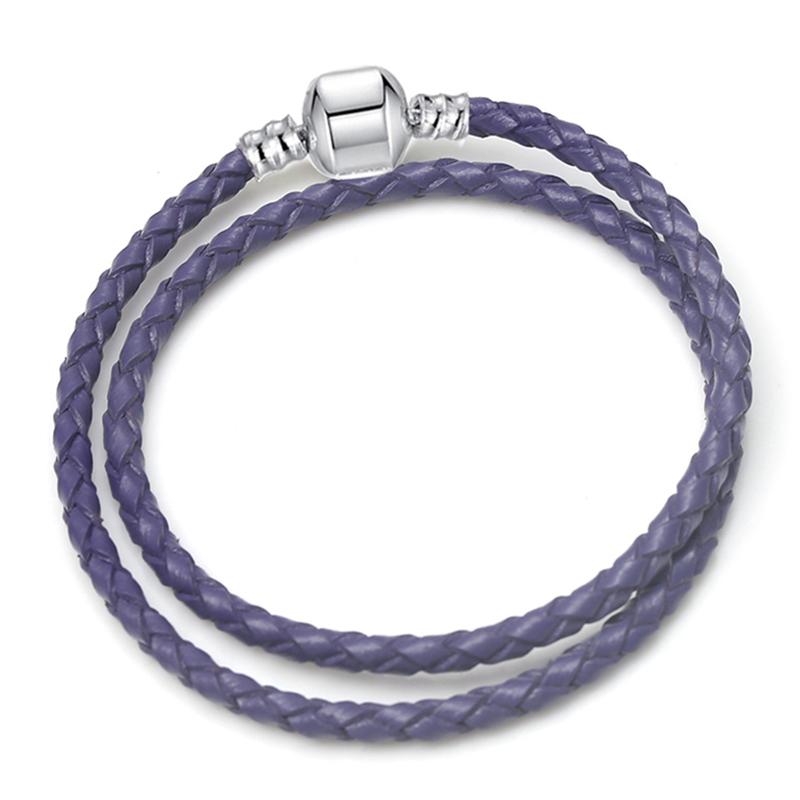 BAOPON White/Black Leather Chain Charm Bracelet Fits DIY Beads Bracelet for Women Lover Men Jewelry Gift