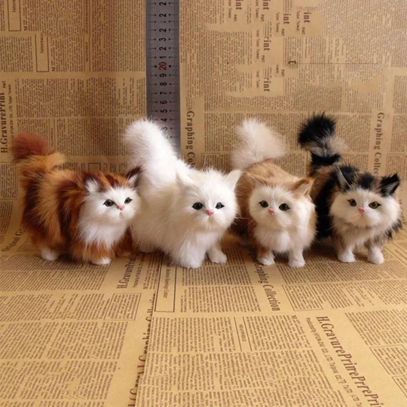 Cute Soft Stuffed Kitten Model Simulation Cat Plush Toys Fake Cat Realist Animals for Kids Girls Birthday Valentine's Day Gift