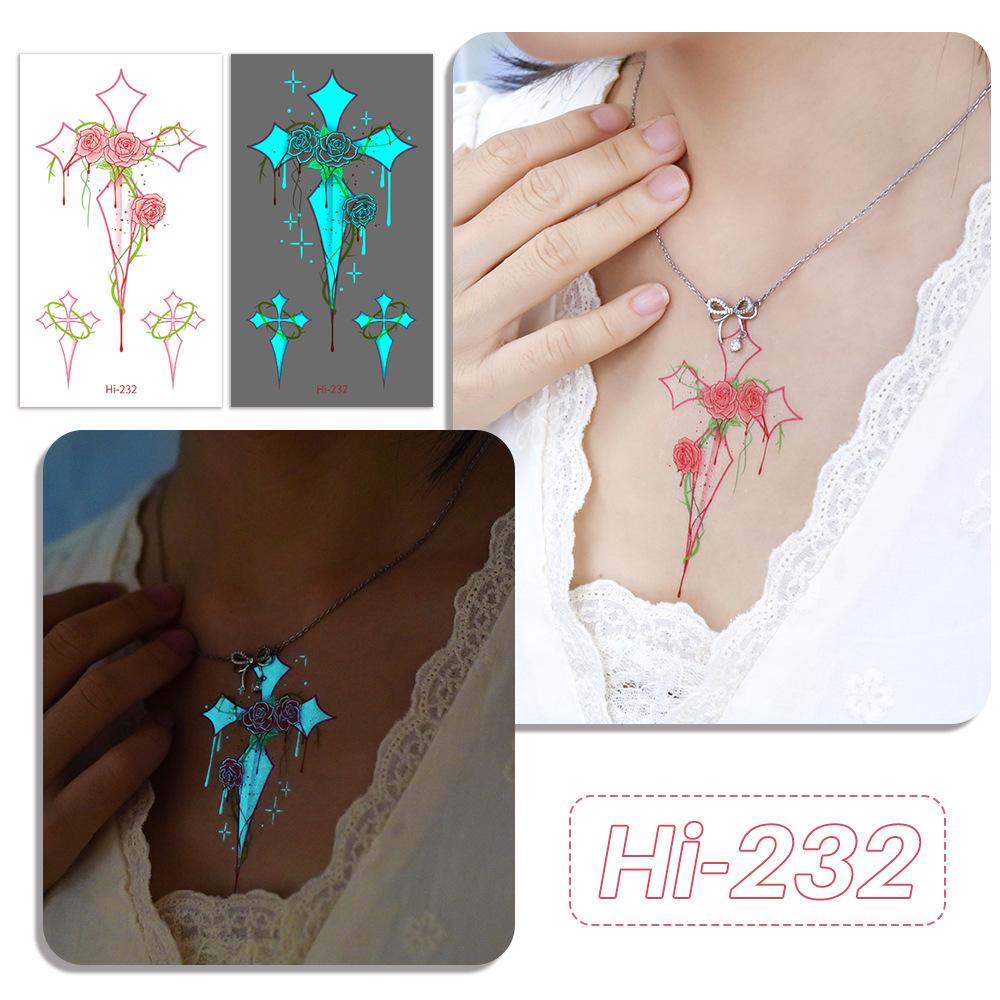Rikaron Waterproof Luminous Butterfly Tattoo Stickers - Long-lasting, Realistic, Simple Japanese Washable Design for Dopamine Aesthetic.