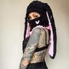 Warm Knitted Hat Fluffy Bunny Ears Hat New Beanie Long Ear Hat  Women