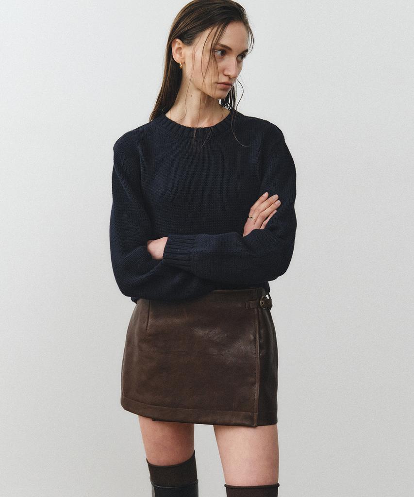 NOIRER FOR WOMAN Heavy Cotton Crop Knit (Navy)