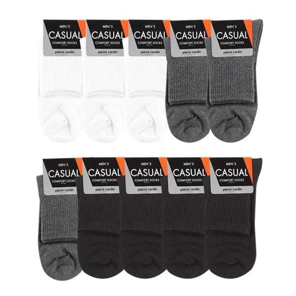 Pierre Cardin Men's Plain Mid-Calf Socks Mixed Colors 10 Pairs Casual Socks Four Seasons Made in Korea