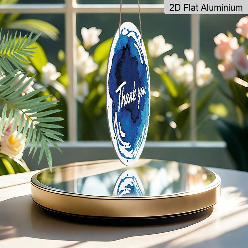 2D Flat Retro Aluminum Wall Stickers in Various Sizes, Featuring A Blue Watercolor "Thank You" Sign. This Abstract Art Style Is Perfect for Home