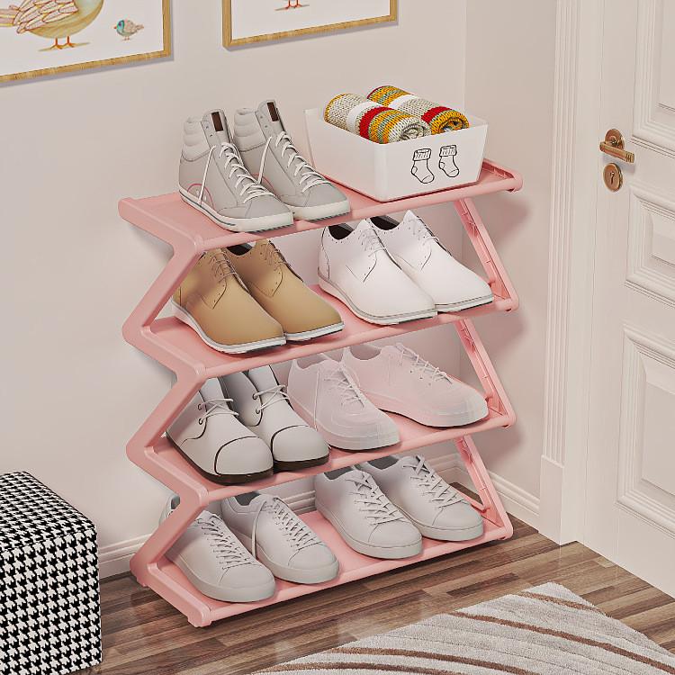 4 Tier Stainless Steel Shoe Rack Organizer, Independent Shoe Cabinet With Steel Pipe Multi-Functional Entrance Shoe Cabinet Corridor Shoe Cabinet