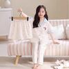 Girls Ice Silk Pajama Set Short Sleeve Long Pants Cartoon Print Comfortable Sleepwear Ages 8