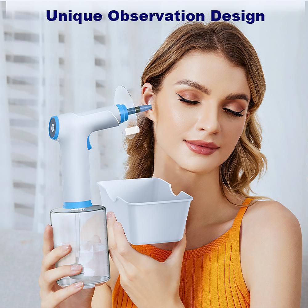 Электрический набор для чистки ушной серы 4 режима Комфортный Портативный Инструмент для промывания слухового прохода для взрослых и детей Удаление ушной серы Емкость 500 мл