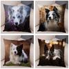 Soft Plush Cute Pet Animal  Cushion Cover Scotland Border Collie Pillowcase for Sofa Car Decor Dog Printed Pillow Case