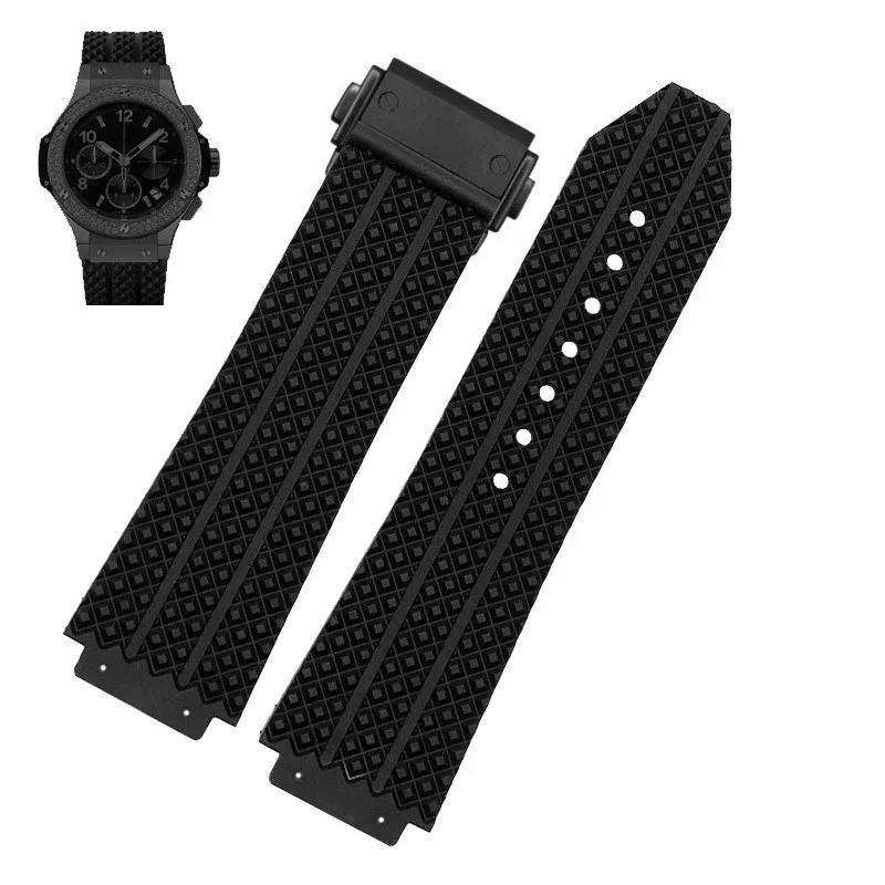 Для HUBLOT BIG BANG Classic Fusion Серии 25*19 мм или 25*17 мм Водонепроницаемый Мужской Силиконовый Ремешок для Часов Черный Аксессуары для Часов Ремешок