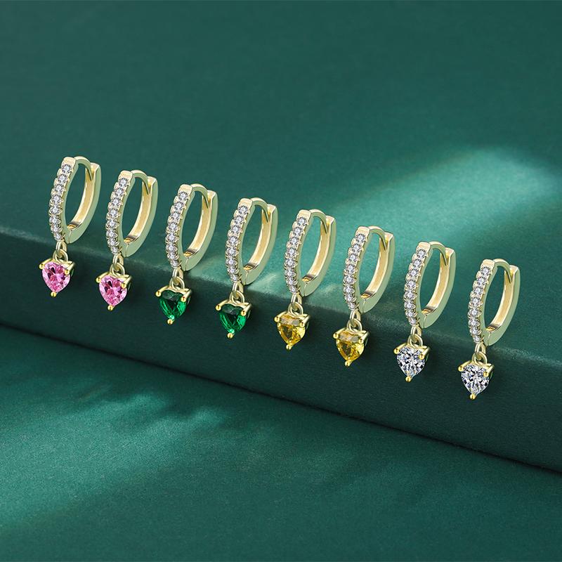 Модные красочные цирконовые серебряные серьги в форме любви S925 для женщин, креативные серьги из стерлингового серебра с блестящим цирконом, свадебные украшения, украшения для вечеринок