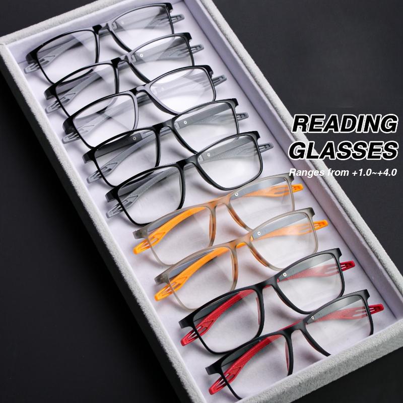 Набор из 9 штук классических повседневных очков для чтения, ультралегкая оправа с удобной носовой опорой, противоскользящий дизайн
