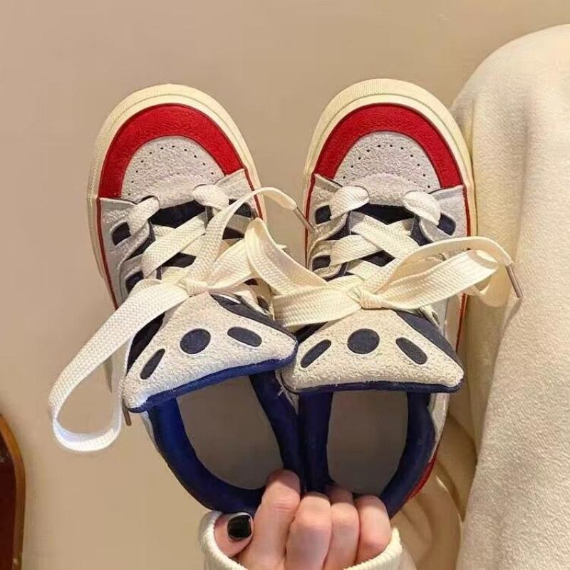 Retro Ladies Sports Board Shoes Peplum Casual Original Niche Bread Small White Shoes Breathable Anti-slip Wear-resistant Low-top Sneakers