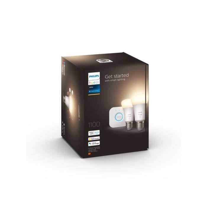 Philips Hue Smart Bulbs Starter Kit Smart Bulb White 9.5 Watt E27 X2 + Philips Hue Bridge