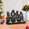 Merry Christmas Tower Decorative Tea Light Candle Holders (Wooden Black) | Decoration Items for Home, Living Room, Office