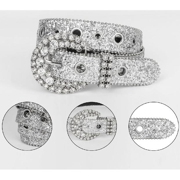 Womens Rhinestones Studded Belts Bling Diamond Cowgirl Belt for Jeans | Bling Cowboy Waist Belt for Dresses Fit for 27"-39", Rhinestone and Western