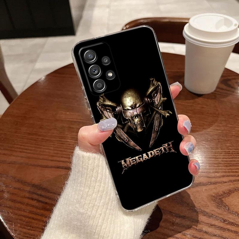 M-Megadeth Логотип Череп Металл Группа Для Samsung Galaxy A55 Чехол A54 A52 A53 5G A15 A14 A13 A21S A23 A34 A35 A33 A32 A72 Прозрачный Чехол