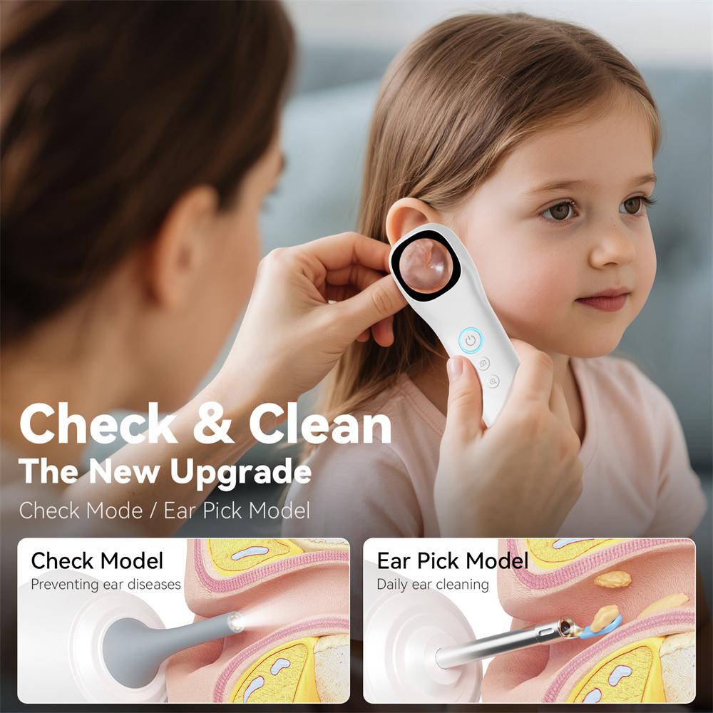 1080P HD Ear Camera 5-in-1 Smart Detector with Screen Ear Scoop Set 6 Replacement Ear Scoops 12 Replacement Check Heads Ear Tool