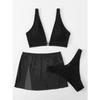 3 Pieces U-ring High Cut Bikini Swimsuit & Split Thigh Beach Skirt Swimwear Women 2024 Bathers Bathing Swimming Suit Female