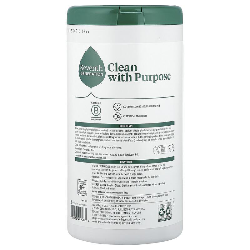 Multi-Surface Wipes, Lemon Zest, 70 Wipes
