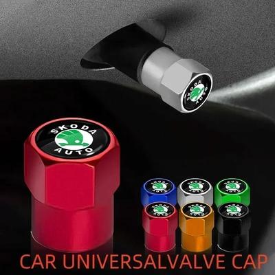 RAPL8 4pcs Car Wheel Tire Metal Valve Cover Defender Decorative For Fabia Octavia Karoq Kodiaq Kamiq Superb Rapid Citigo Scale
