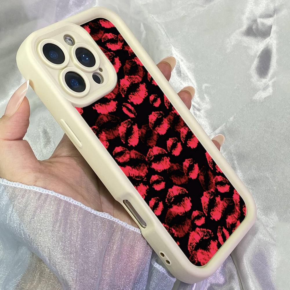 JT282 Сердца Точки Красные Губы Поцелуи для iPhone 17 16 15 Pro Max Samsung S26 S25 Ultra A17 A16 A07 A56 A06 A05 Xiaomi 15T Redmi 15c Note 14 13 Мягкий Чехол