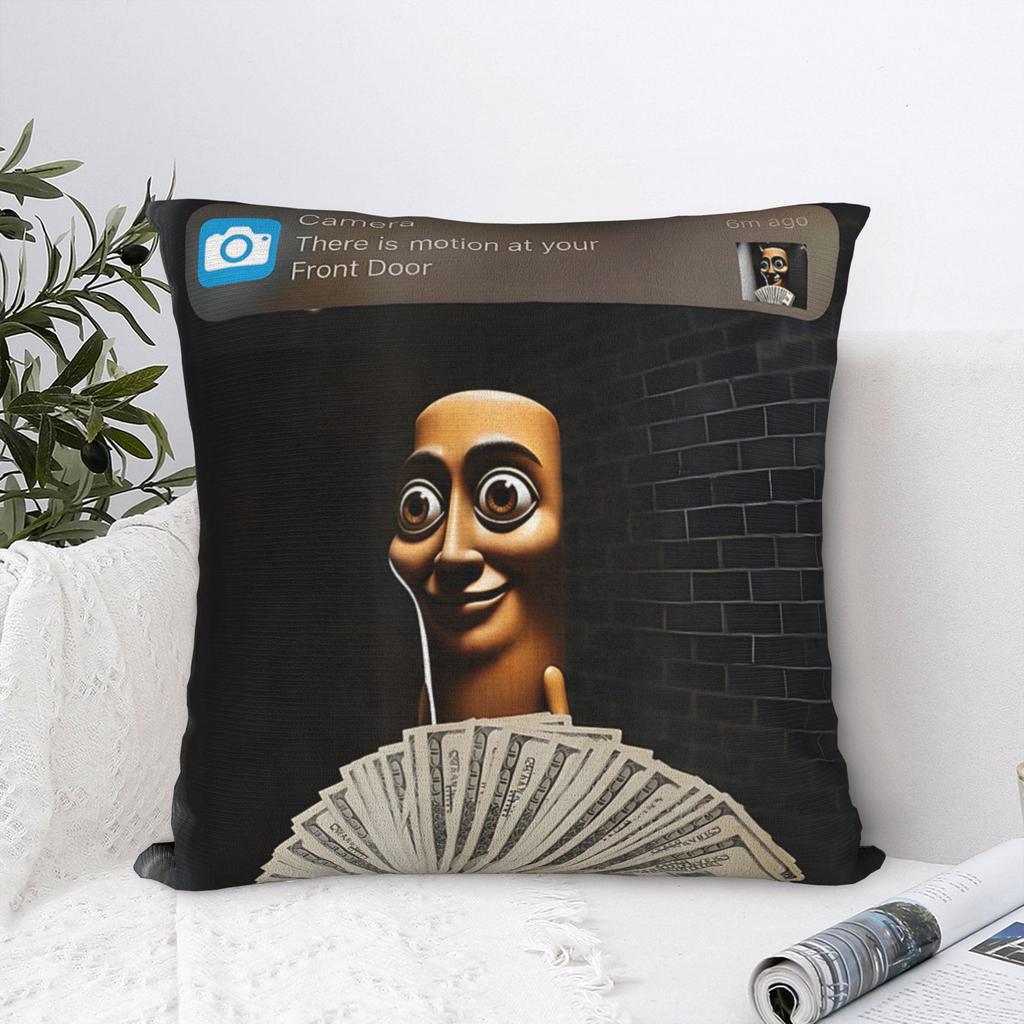 Pillow Cover There is Motion at Your Front Door Tung Tung Tung Sahur Vintage Pillow Case For Chair Sofa Home Decor Pillowcases