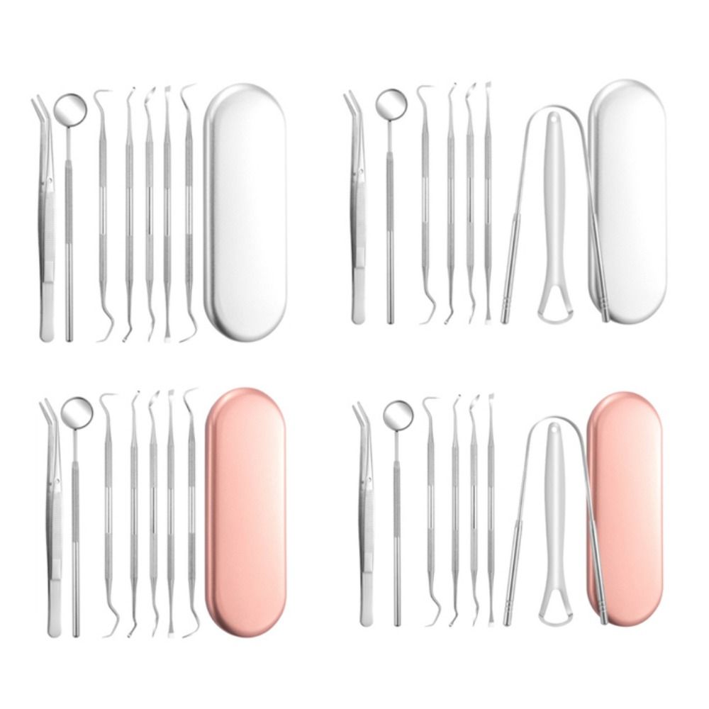 7/8Pcs Rustproof Tooth Care Kit Stainless Steel Tongue Scraper Dental Cleaning Tools Adult