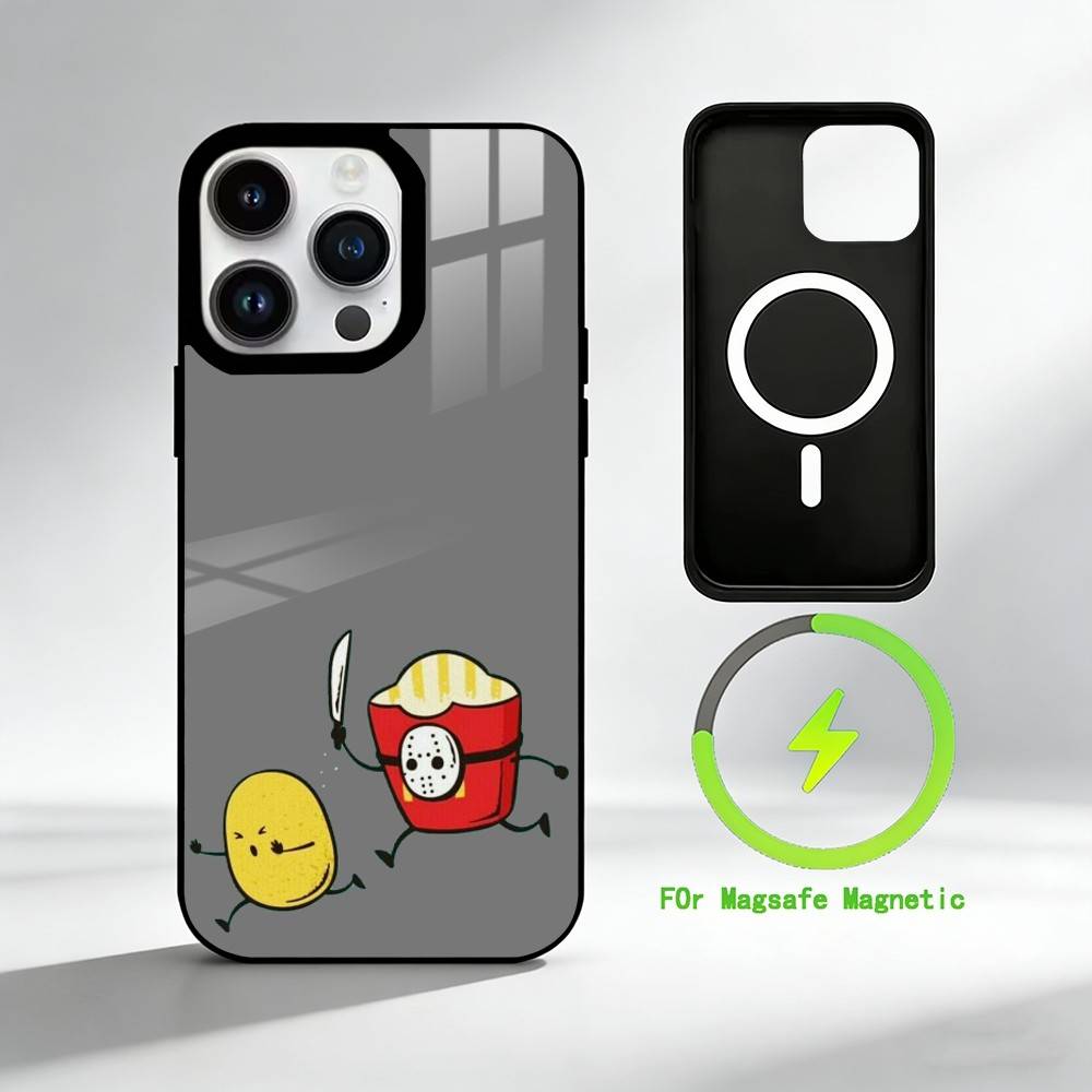 L-Интересный мультяшный минимализм Чехол для телефона для iPhone 17 16 15 14 13 12 Pro Max Plus для Зеркальной Беспроводной Магнитной Крышки