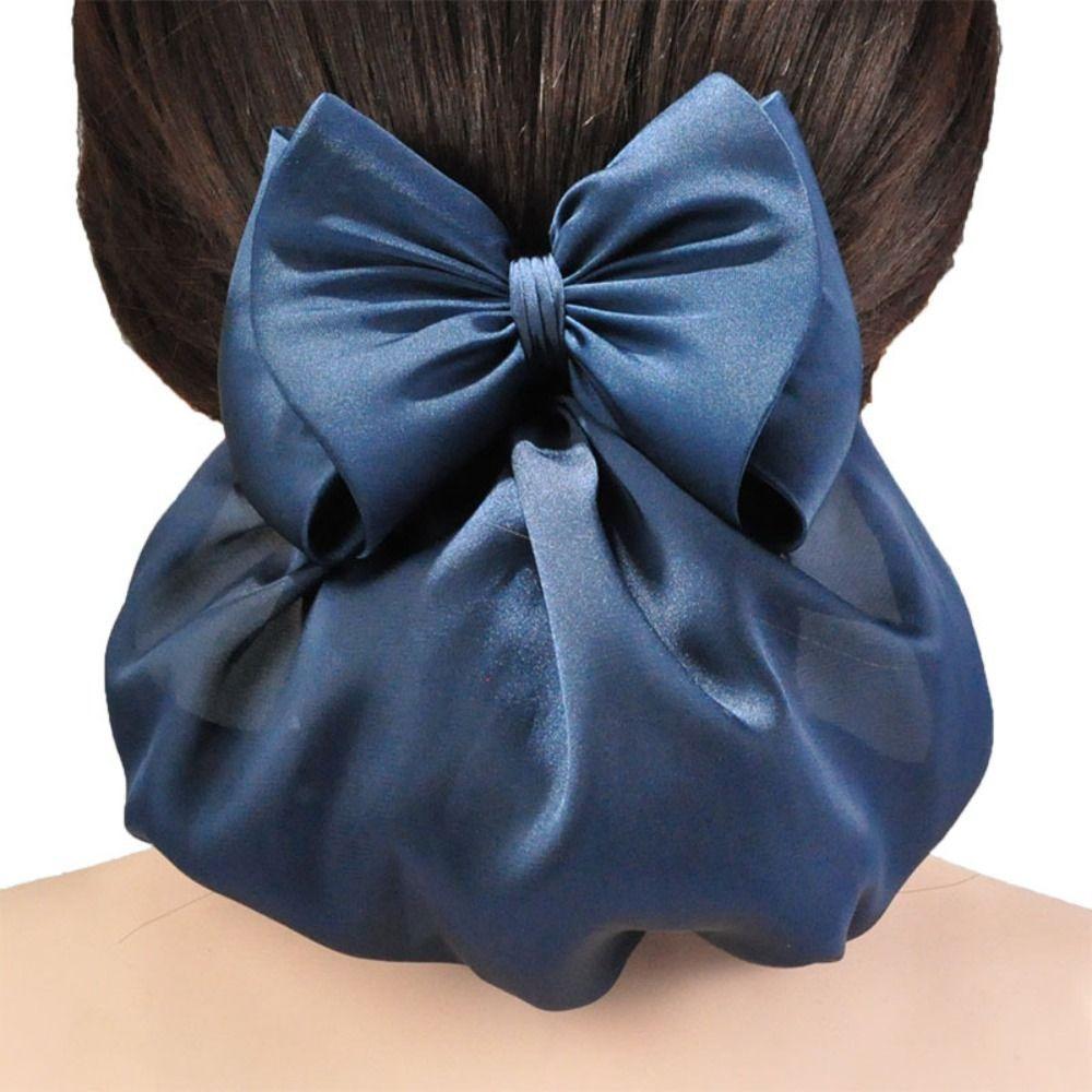 Sweet Bow Snood Korean Style Women Spring Clip High Quality Ruffled Edges Hair Net Office Lady