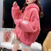 Women's Thickened Fleece Hooded Sweatshirt Women's Overhead Lamb Fur Jacket Winter Warm Pullover Hat Coat Trendy Casual Hoodie