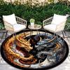 Round Dragon Pattern Non-Slip Area Rug, Anti-Shedding Polyester Carpet for Office Bedroom Porch, Washable Indoor Decor Mat