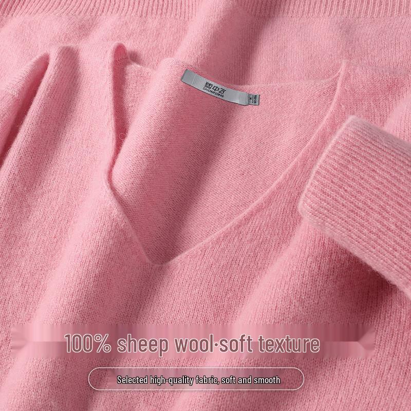 SNOWFLYING Женский базовый трикотажный свитер с V-образным вырезом из 100% мериносовой шерсти