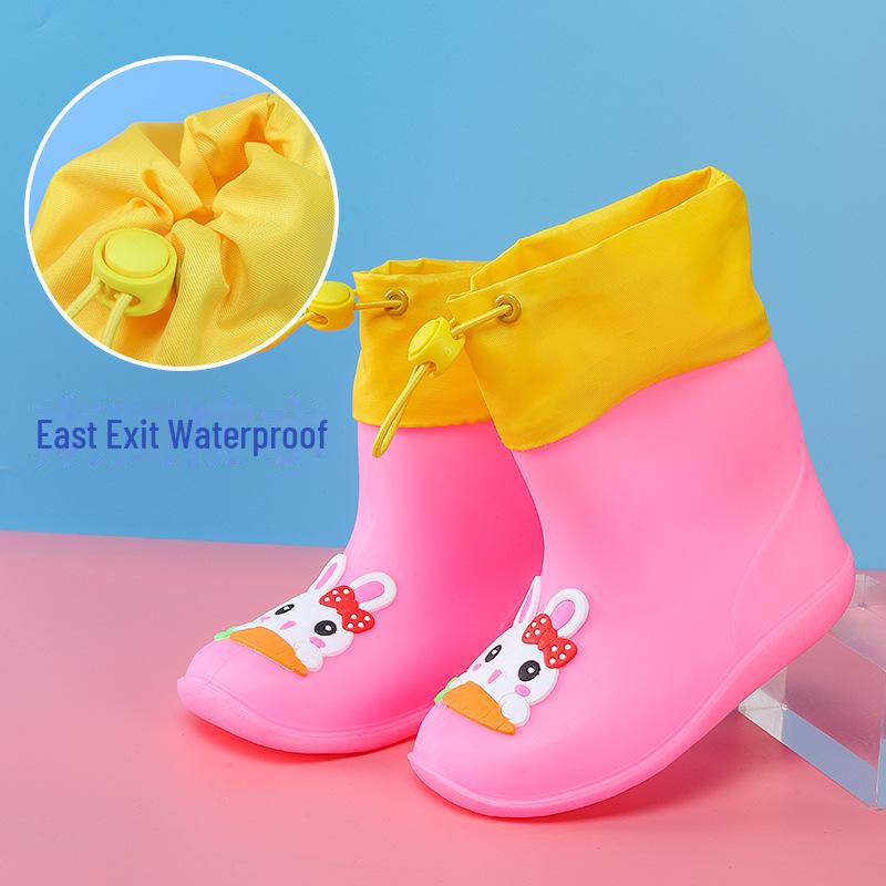 Детские непромокаемые сапоги с мультяшным динозавром, со шнурком, на хлопковой подкладке, для мальчиков и девочек, идеально подходят для детского сада.