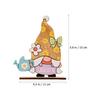 3pcs Adorable Gnome Ornament Wooden Easter Party Decor Creative Printed Dwarf Ornament
