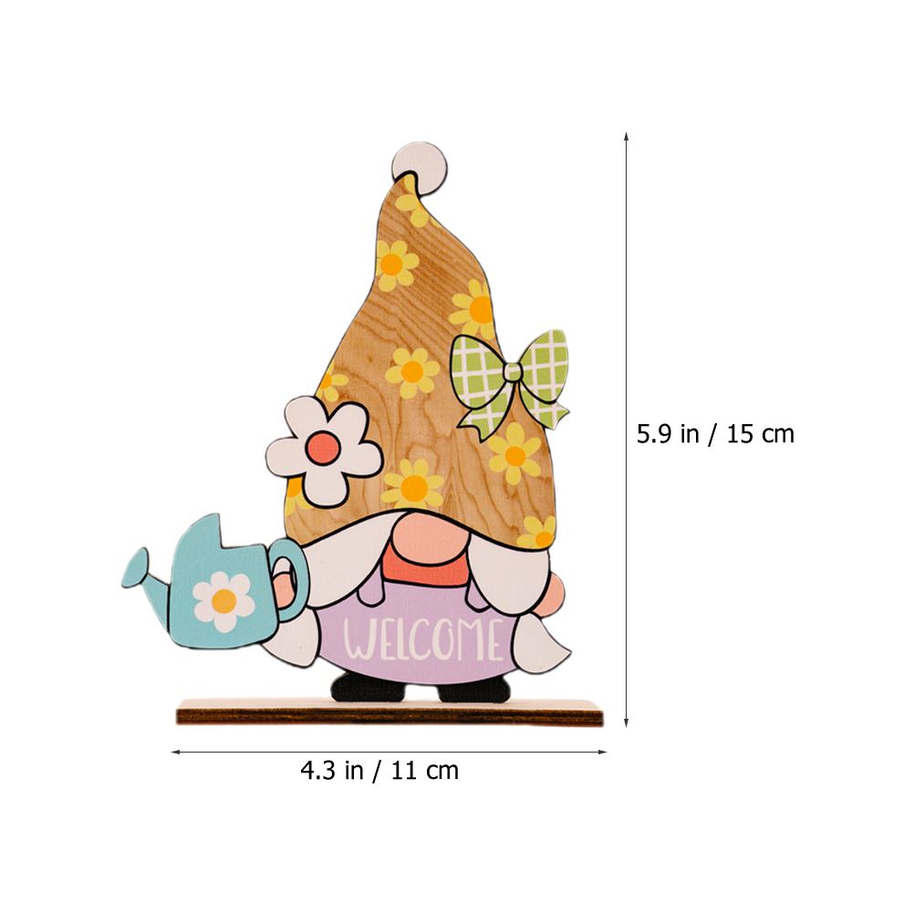 3pcs Adorable Gnome Ornament Wooden Easter Party Decor Creative Printed Dwarf Ornament
