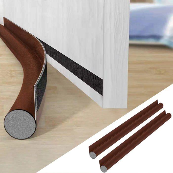 Bas de porte isolant 2 pcs 96×8×8 cm — Marron, coton et mousse, anti-courants d'air et insonorisant